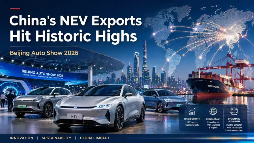 Auto China 2026 Beijing Auto Show highlighting China NEV exports