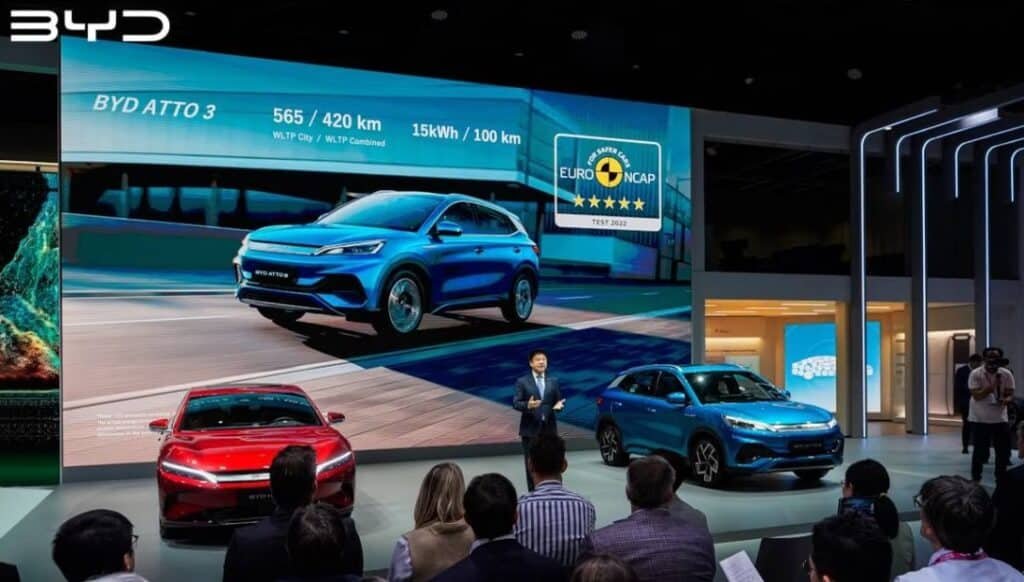 Chinese new energy vehicles displayed for export to overseas markets