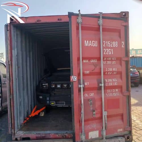 Loading Jetour T2 into container at China port for sea freight