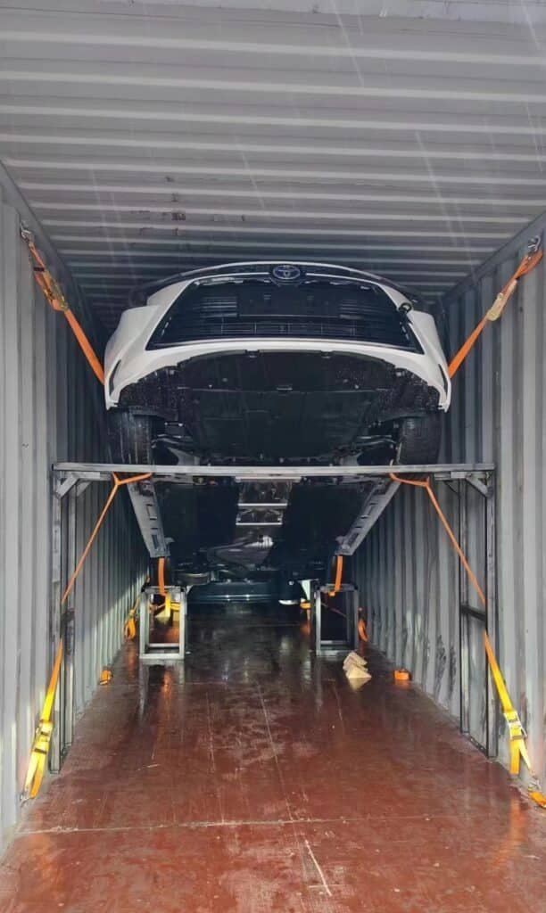 Toyota Corolla at Nansha Port prepared for shipment to Lagos Nigeria